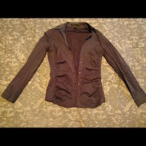 Black and white stripe button up shirt